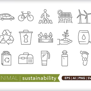 Sustainability Icons: Environmental Vector Graphics (Digital Download)