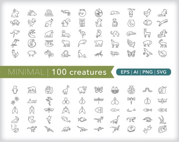 Download 100 Creature Icons Animal Icons Zoo Icons Eps Ai Png Etsy