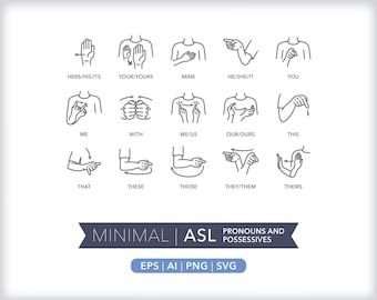 150 ASL Sign Language Icons: Communication Illustrations (digital