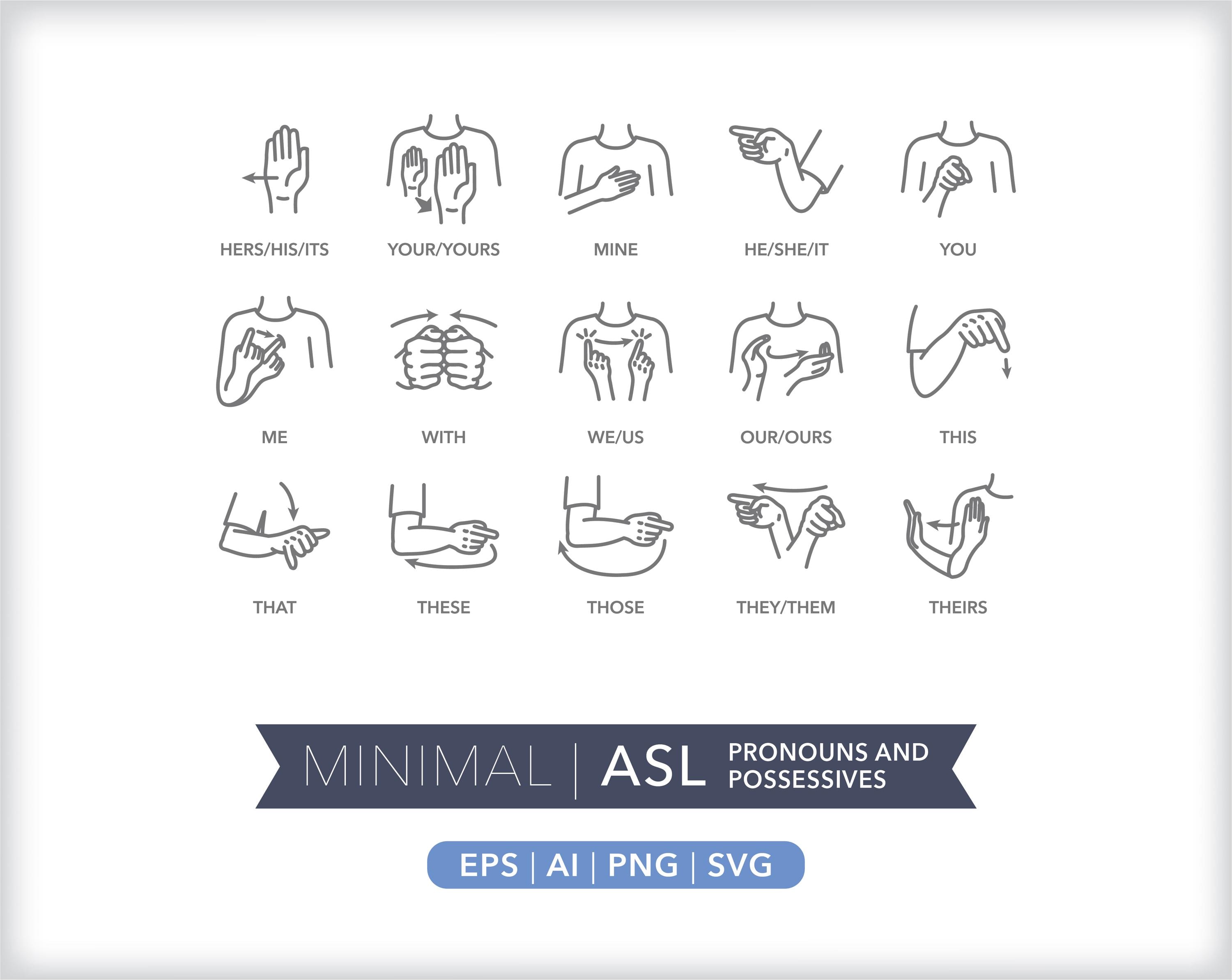 150 ASL Sign Language Icons: Communication Illustrations (digital ...