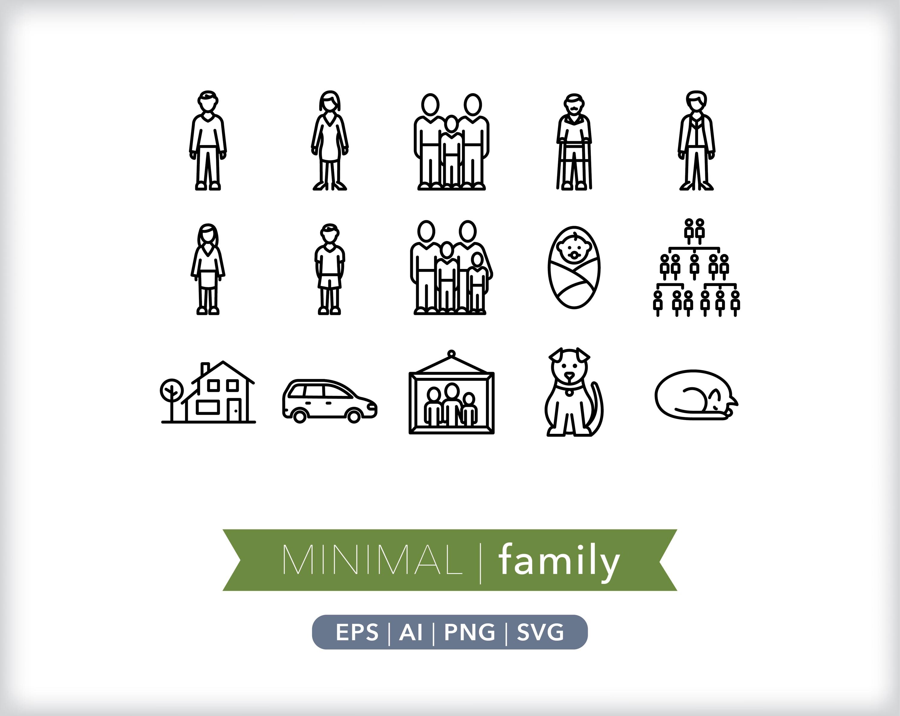 Family Icon Set: People Illustrations, SVG, PNG, AI (digital Download ...