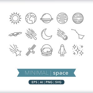 Space Icons: Astronaut, Planets, Stars SVG AI PNG (Digital Download)