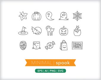 Spooky Halloween Icons: SVG, AI, PNG (Digital Download)