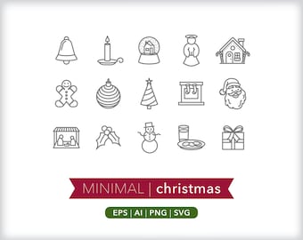 Christmas Icon Illustrations: Holiday SVG, AI, PNG (Digital Download)