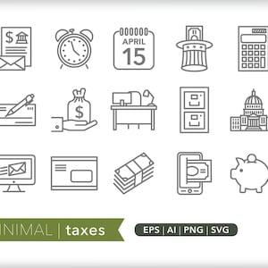 Taxes icons | Money icon illustrations | SVG AI PNG | Digital Download for design, social media, websites, Canva, printables