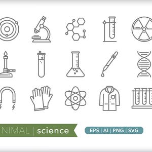 Science Icon Set: Lab Equipment Illustrations (Digital Download)