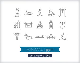 Gym Icons: Fitnessgeräte Grafiken SVG, AI, PNG (digitaler Download)