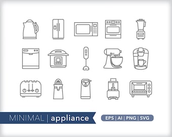 Appliance  icons | Kitchen icon illutrations | SVG AI PNG | Instant Digital Download for design, social media, crafting, web, die-cut