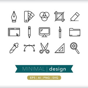 Graphic Design Icons: Software Tool Illustrations (SVG, AI, PNG Digital Download) image 2