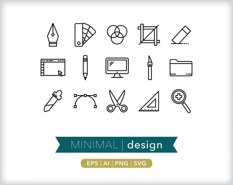 Graphic Design Icons: Software Tool Illustrations (SVG, AI, PNG Digital Download) image 2