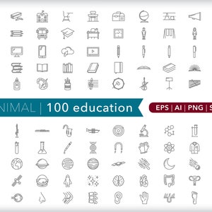 Education Icon Set: School Illustrations (SVG, AI, PNG) - Digital Download