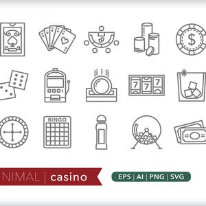 Casino  icons | Las Vegas icon illustrations | SVG AI PNG | Digital Download for design, social media, websites, Canva, printables