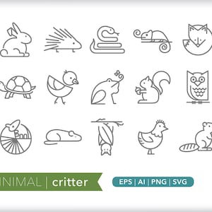 Animal Icon Illustrations: Critter SVG PNG AI Set (Digital Download)