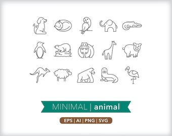 Zoo Animal Icons: SVG, AI, PNG (Digital Download)