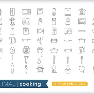 50+ Cooking  icons | Food icons | Kitchen icons | SVG AI PNG | Digital Download for design, social media, websites, Canva, printables
