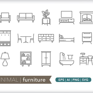Furniture icons | House icons | SVG AI PNG | Digital Download for design, social media, websites, Canva, printables