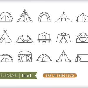 Camping Tent Icon Set: SVG, AI, PNG (Digital Download)