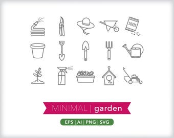 Iconos de jardín: flores, plantación, semillas (SVG, AI, PNG) (descarga digital)