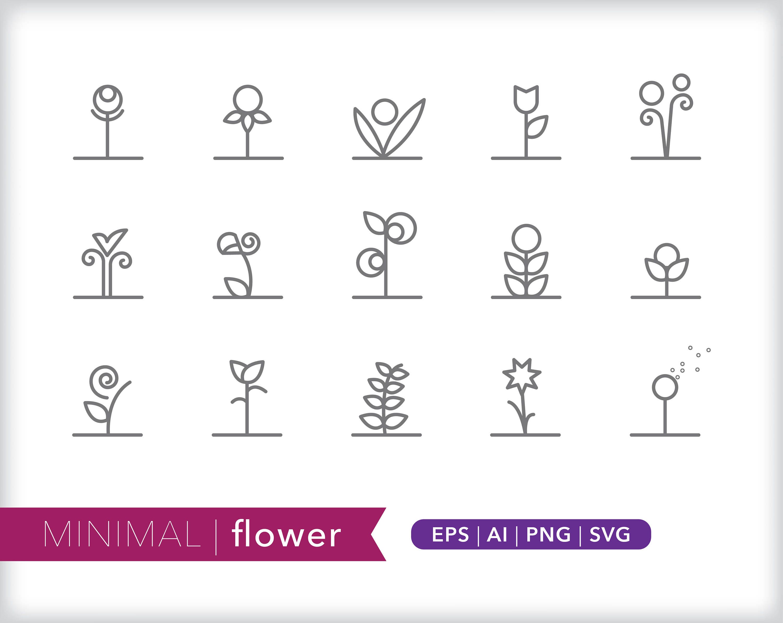 Flower Icons Nature Icon Illustrations Eps Ai Png Etsy Singapore