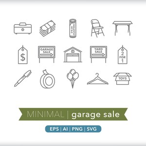 Ícones de venda de garagem | SVG AI PNG | Download digital para design, mídia social, sites, Canva, imprimíveis