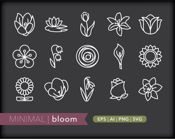 Download Free Bloom Line Icons Flower Icon Illustrations Eps Ai Png Etsy SVG Cut Files