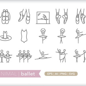 Ballet Icons: Ballerina Illustrations SVG, AI, PNG (Digital Download)