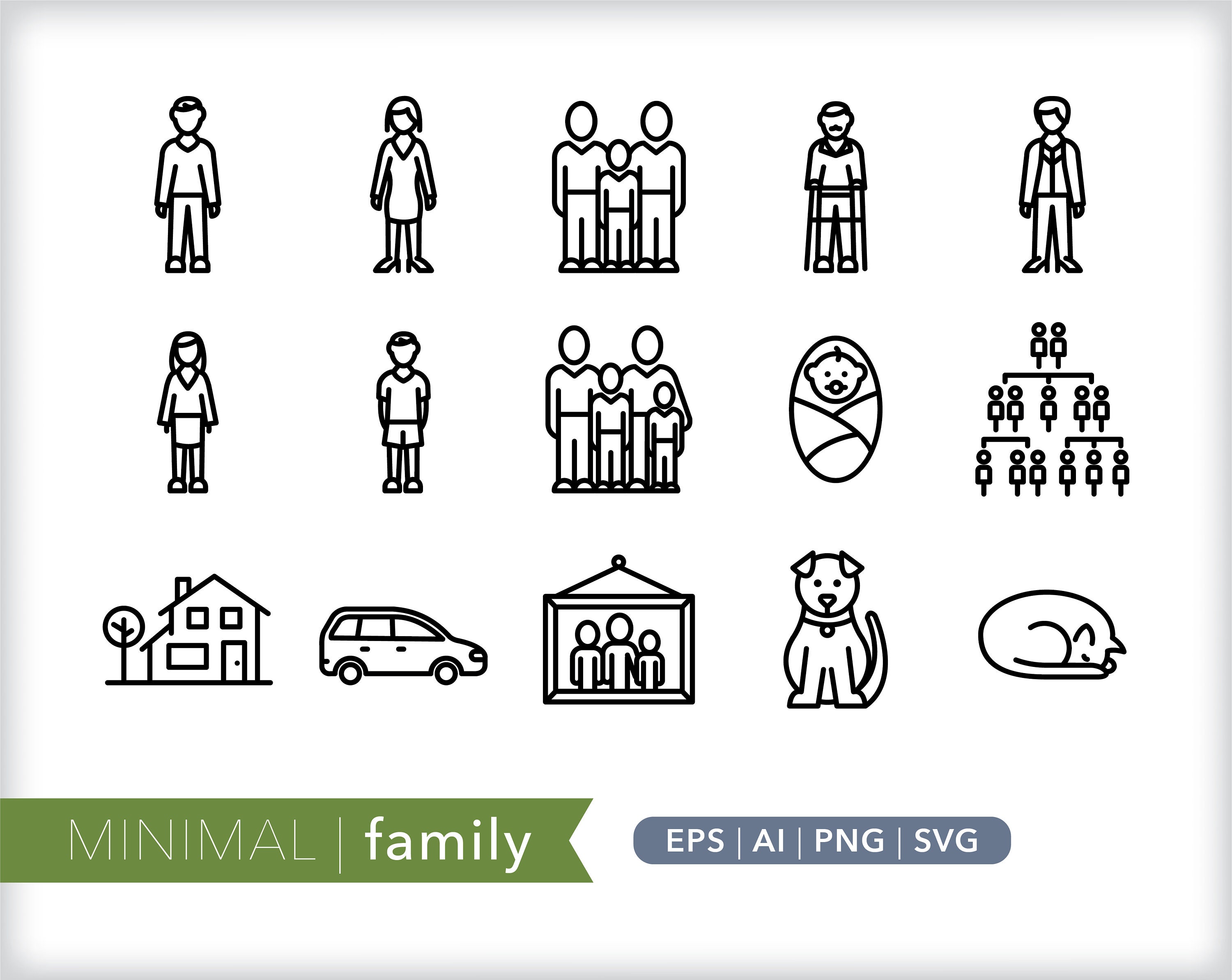 Family Icons People Icon Illustrations SVG AI PNG - Etsy