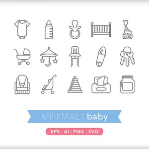 Baby Shower Icons: SVG, AI, PNG (Digital Download)