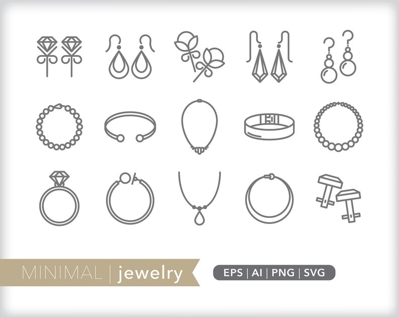 Jewelry Icons Crafting Icon Illustrations SVG AI PNG - Etsy
