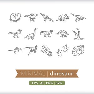 Dinosaur Icons: Animal Illustrations SVG, AI, PNG (Digital Download)
