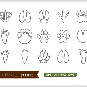 Print icons | Animal footprint tracking icons | SVG AI PNG | Digital Download for design, social media, websites, Canva, printables