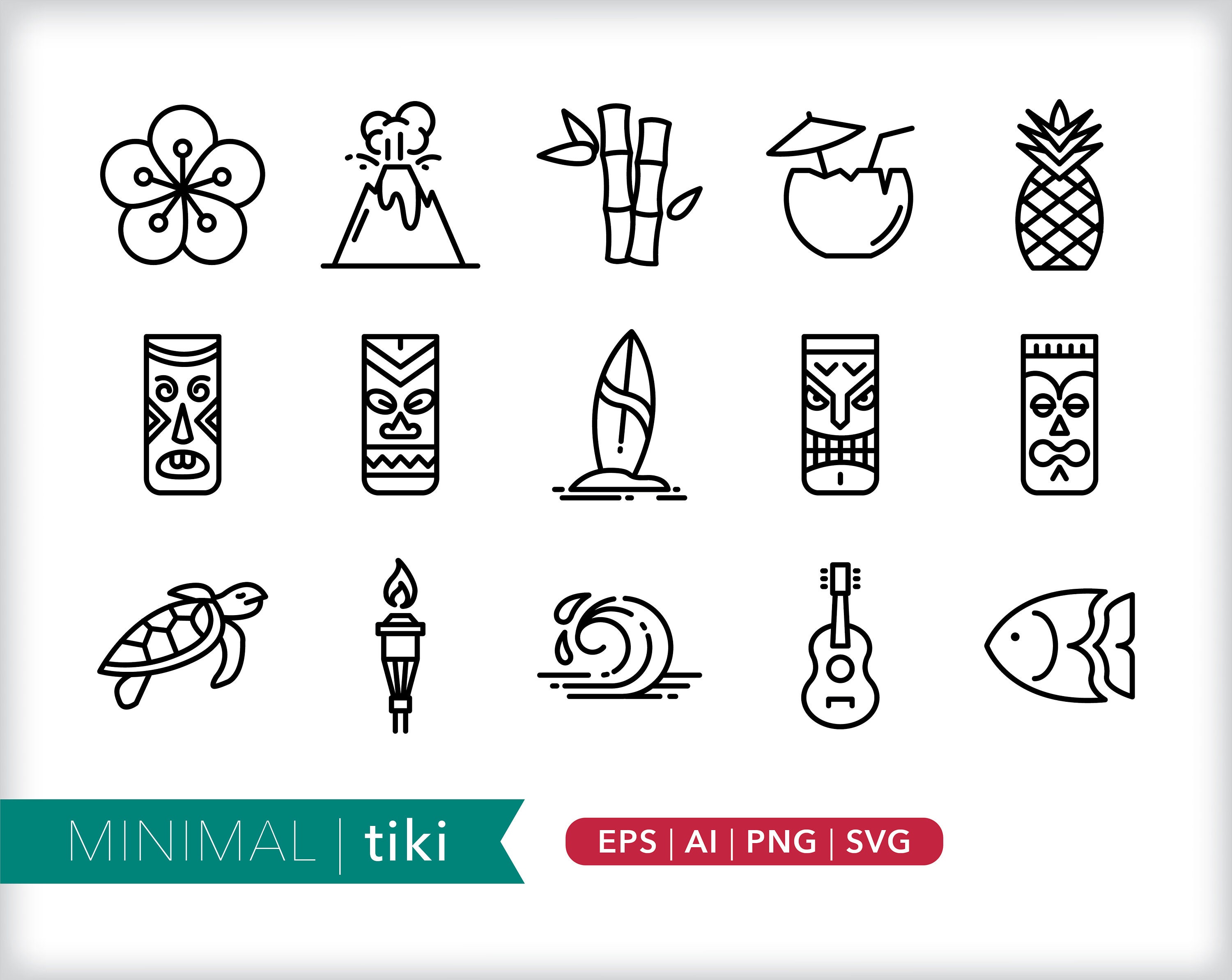Tiki Icons | Hawaiian and Polynesian Icon Illustrations
