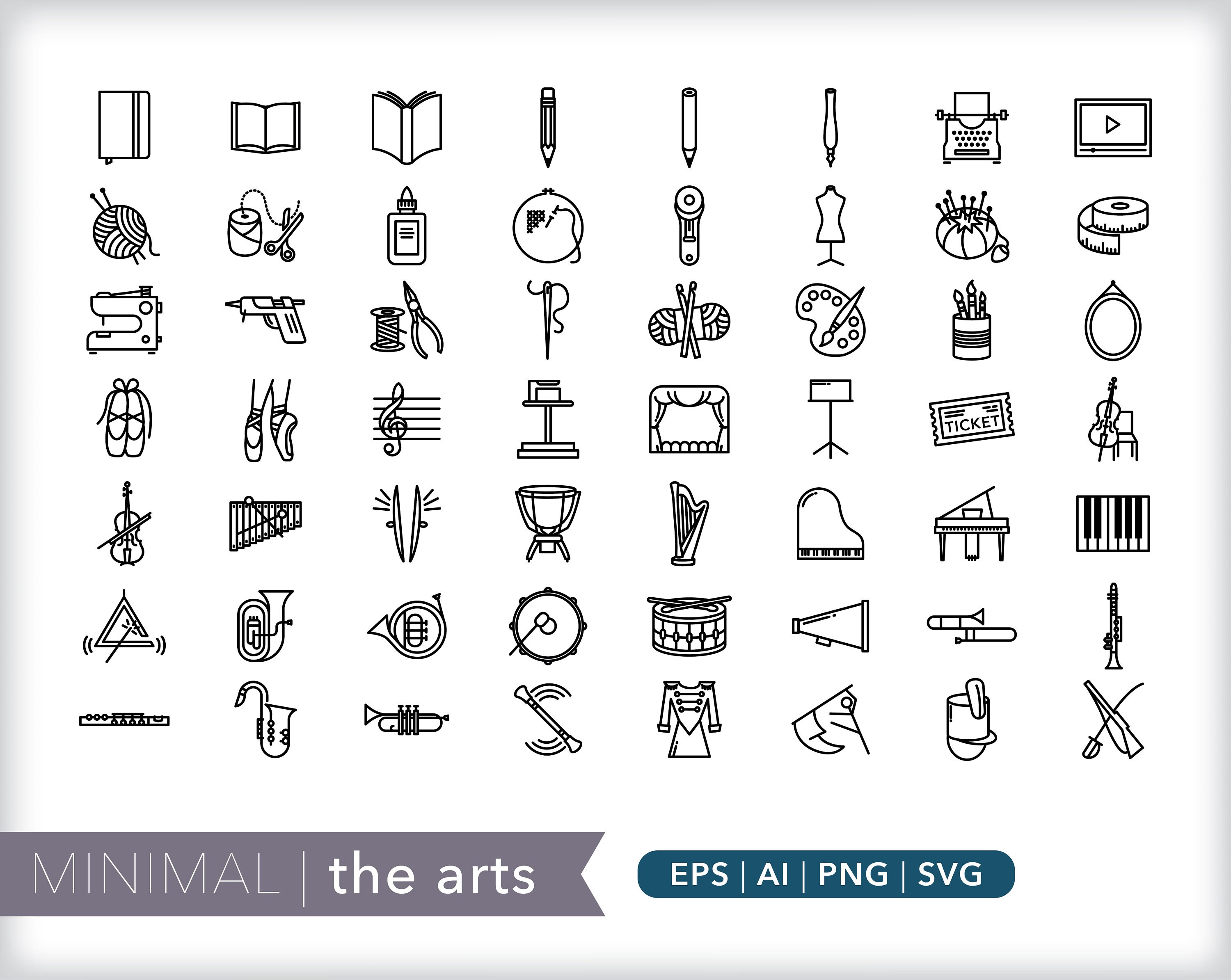 50+ Arts Icons | Music Icons | Craft Icons | SVG AI PNG | Digital ...