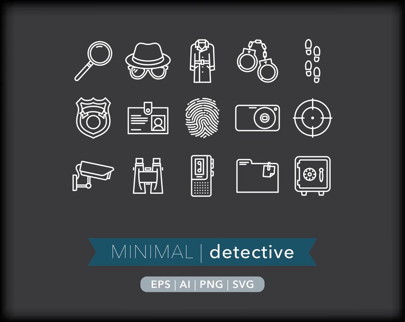 Detective Icons: Spy Clipart, SVG, PNG, AI (digital Download) - Etsy