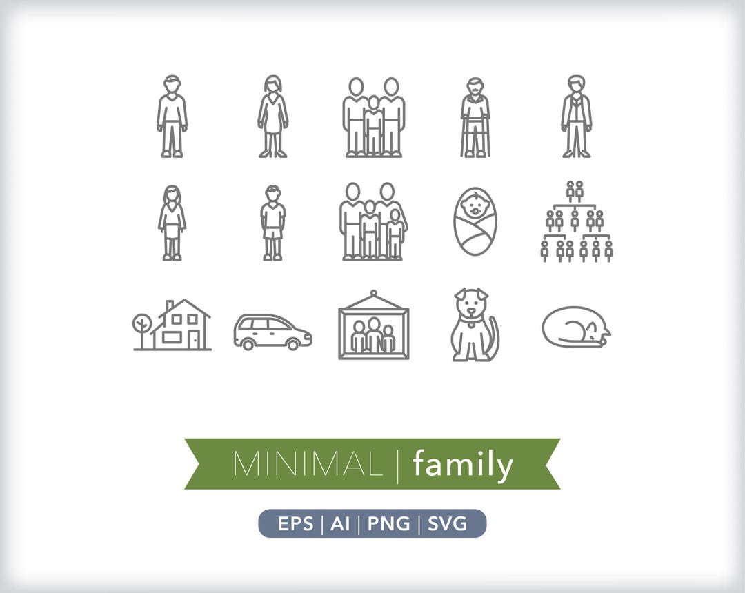 Family Icon Set: People Illustrations, SVG, PNG, AI (digital Download ...