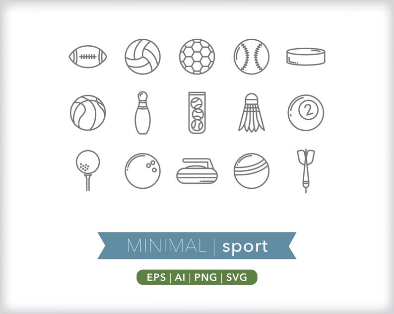 Iconenset sportuitrusting: SVG, AI, PNG (digitale download) afbeelding 1