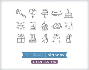 Birthday Icon Set: Party & Invite Graphics SVG, AI, PNG (Digital Download)