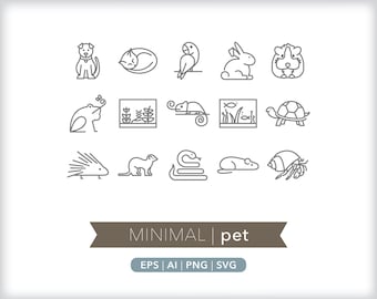 Pet Icons: Animal Illustrations SVG, AI, PNG (Digital Download)