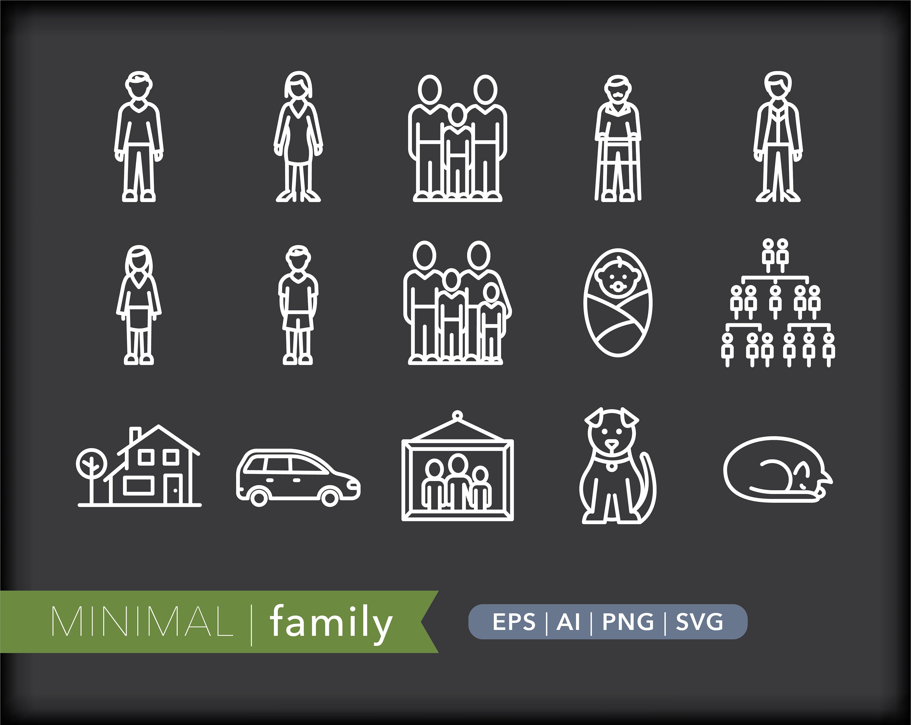 Family Icons People Icon Illustrations SVG AI PNG - Etsy