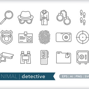 Detective icons | Spy icons | SVG AI PNG | Digital Download for design, social media, websites, Canva, printables