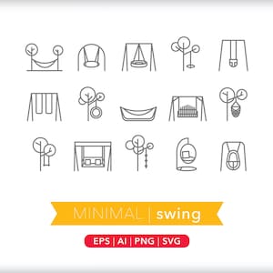 Swing Icons: Park Playground Graphics SVG, AI, PNG (Digital Download)