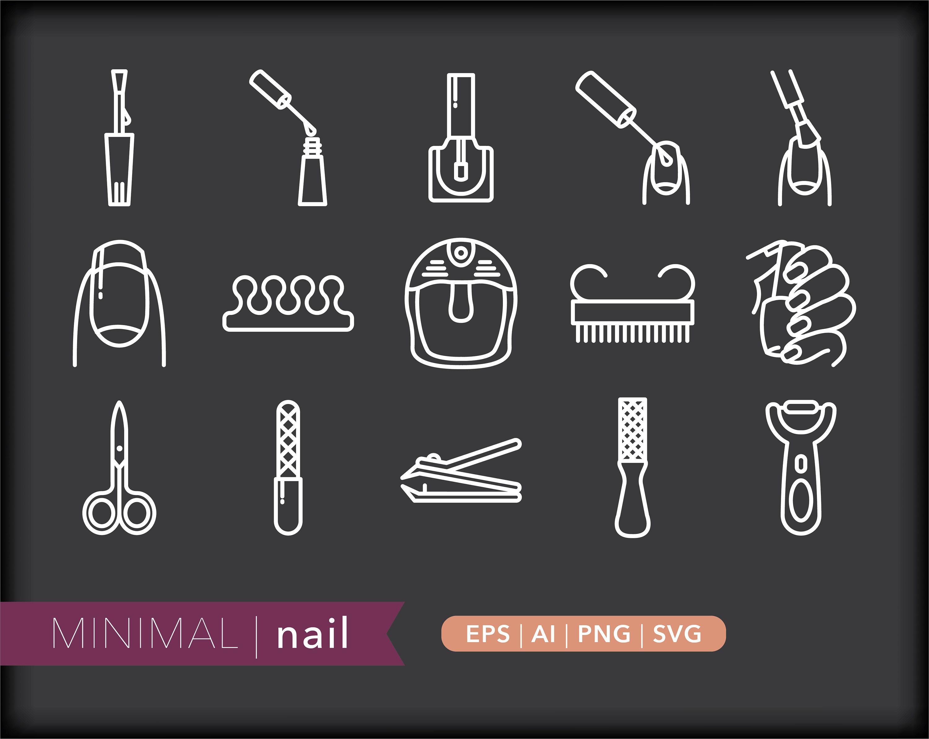 Íconos de uñas / Ilustraciones de íconos de belleza / SVG AI PNG ...