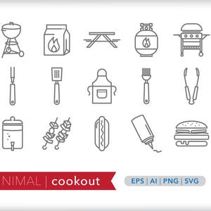 Cookout Icon Set: Summer BBQ, Grill, Food (Digital Download)