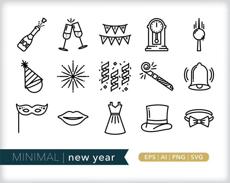 Neujahr Symbole Silvester Symbole EPS AI PNG Digitaler - Etsy Schweiz