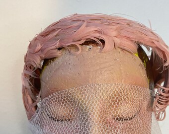 Pale Pink Feather Headband Vintage 1930s Showgirl Vixen Pin Up One Size