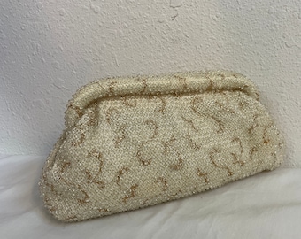 Corde Winter White Beaded Clutch Vintage 1950s 1960s Handbags