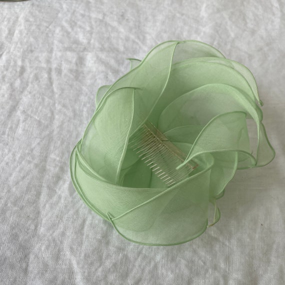 Mint Green Chiffon Petal Hat-let Vintage Mod 1960… - image 8