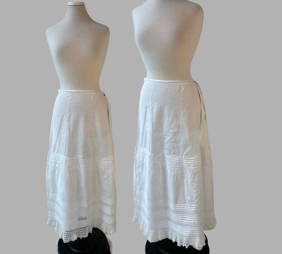 Victorian White Cotton Ankle Length Half Slip Vin… - image 5