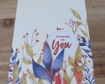 Handmade Thinking of You Card With Flowers - Etsy
