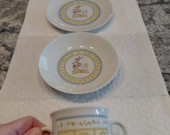 Vintage - Children's 3-Piece Dish Set - "Once Upon A Time" - Porcelain - Japan - EUC